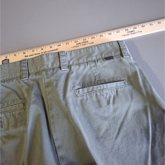 Vintage Izod Mens Chino Pants 36W 29L Olive Relaxed Straight Leg Preppy Office - Picture 3 of 7
